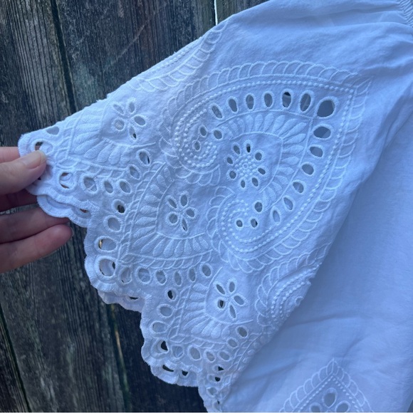 Girls White Lace Eyelet Blouse - Picture 3 of 10